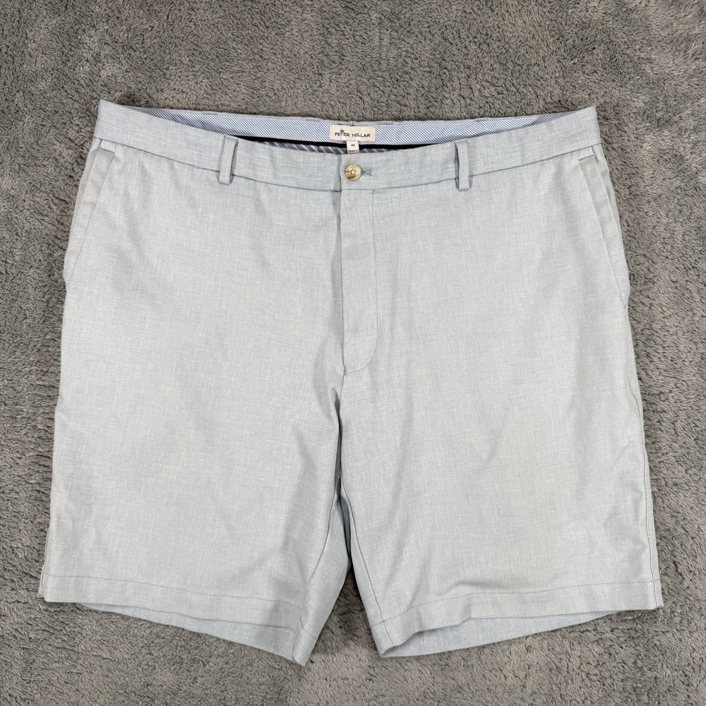 Peter Millar Wrightsville Performance Shorts Mens 40x9 Blue Chino Golf Seaside